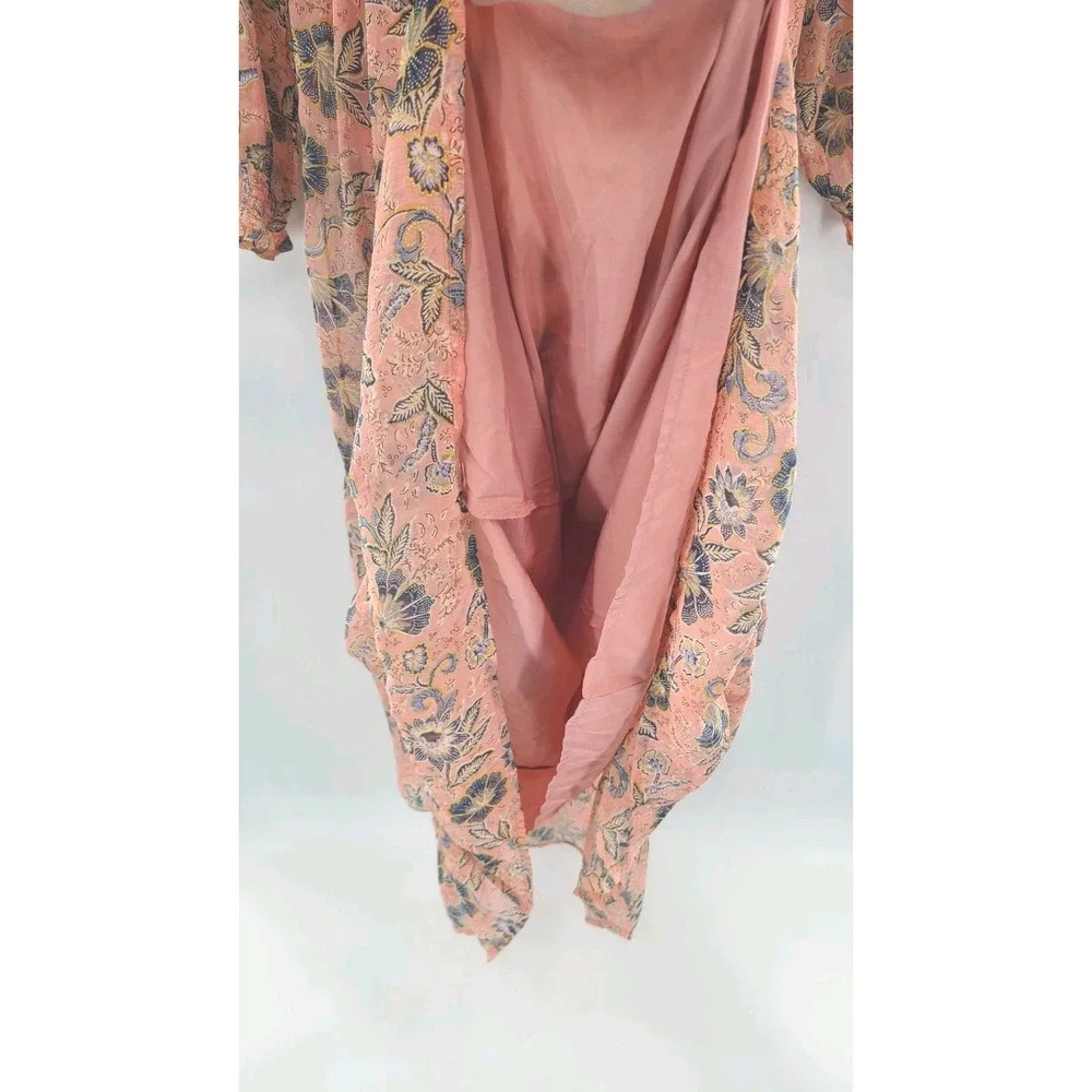 Fairy Cottagecore Tiered Babydoll Maxi‎ Dress Small Pink Floral Smocked Ruffles